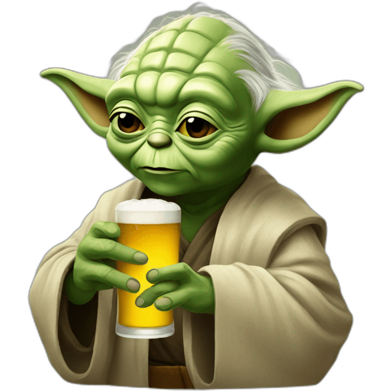 Yoda drinking a beer emoji