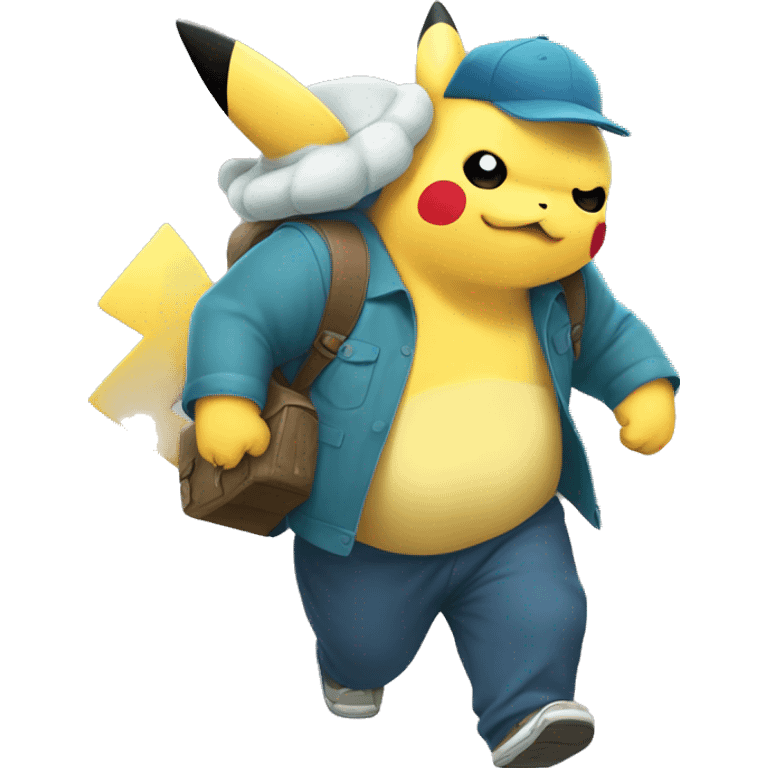 Pikachu carrying snorlax  emoji