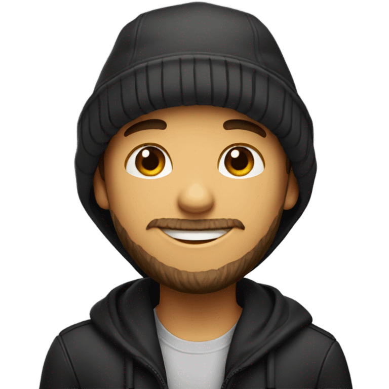 smiling boy in black and beardhat emoji