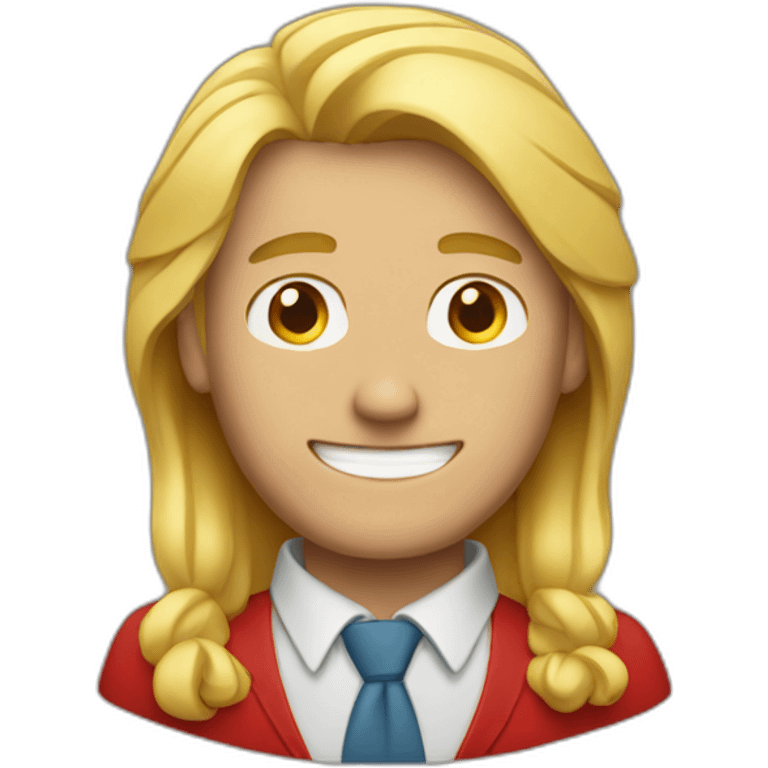 A man with blond hair from below and brown from above wearing red  emoji