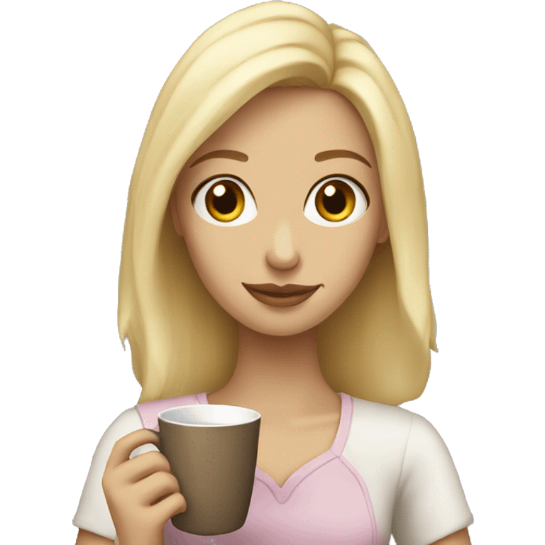 blonde girl holding a cup of tea emoji