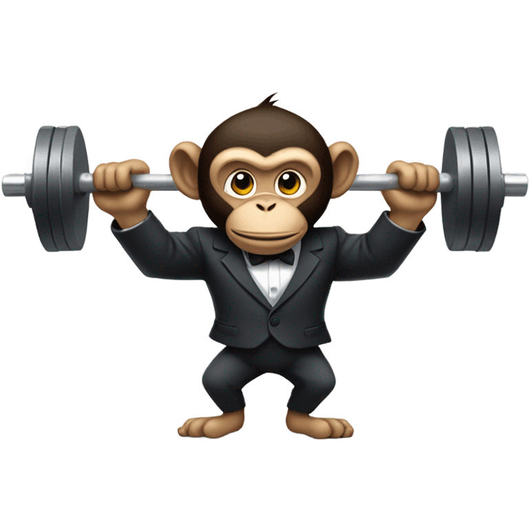 Monkey lifting weights while in a suit  emoji