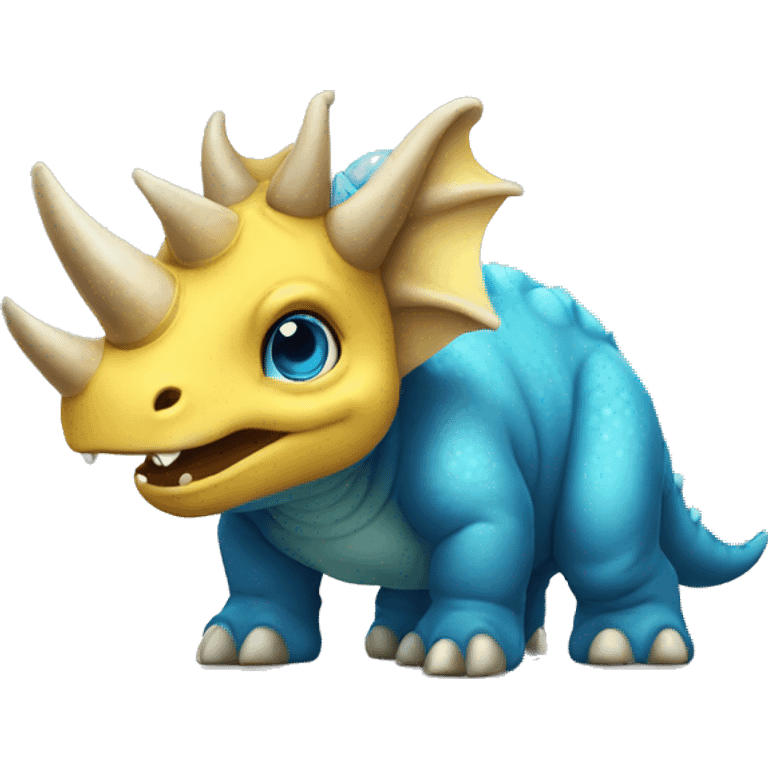 Yellow triceratops blue eyes emoji