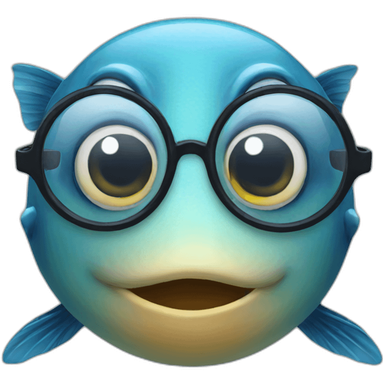 fish using glasses emoji