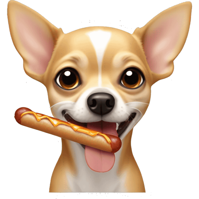 Chihuahua eating a sausage ￼ emoji