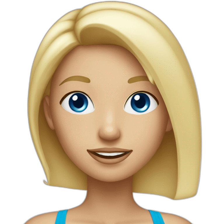 Blonde girl in bikini blue eyes emoji