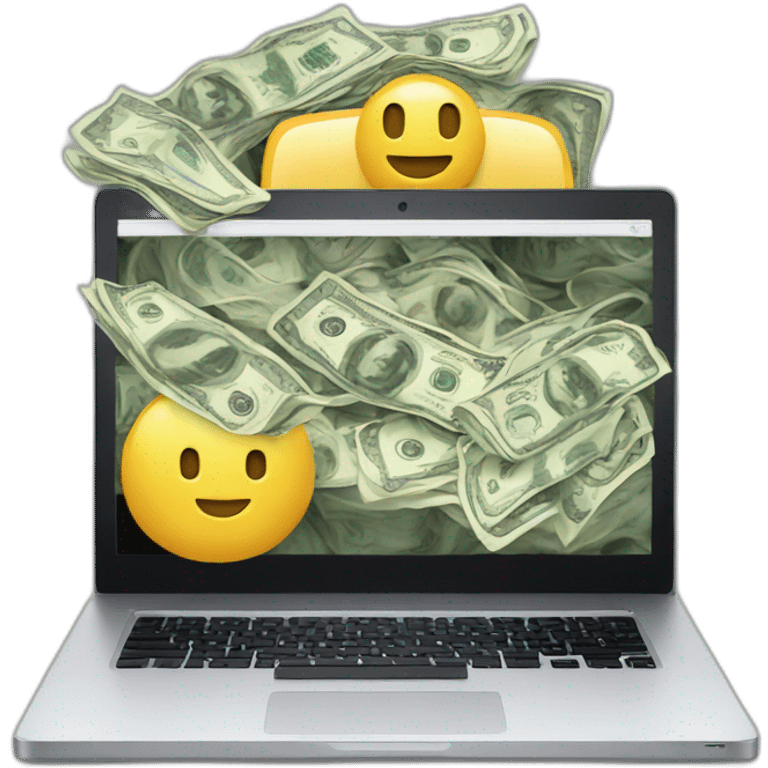 laptop on its screen is money emoji