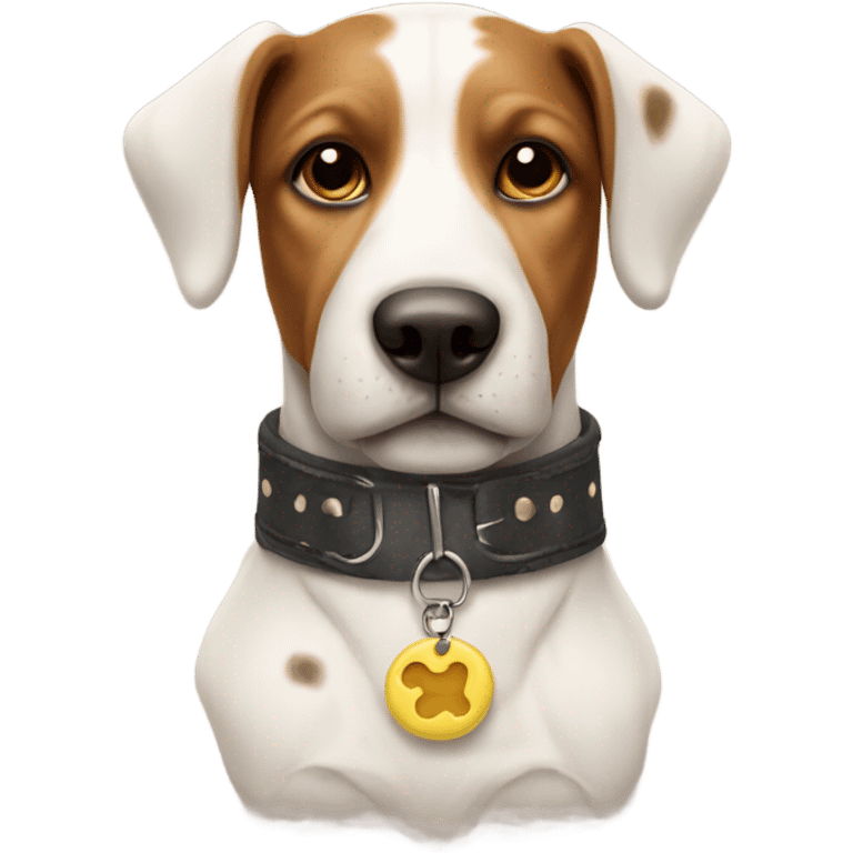 realistic dog with collar pillow with brown spot on face emoji