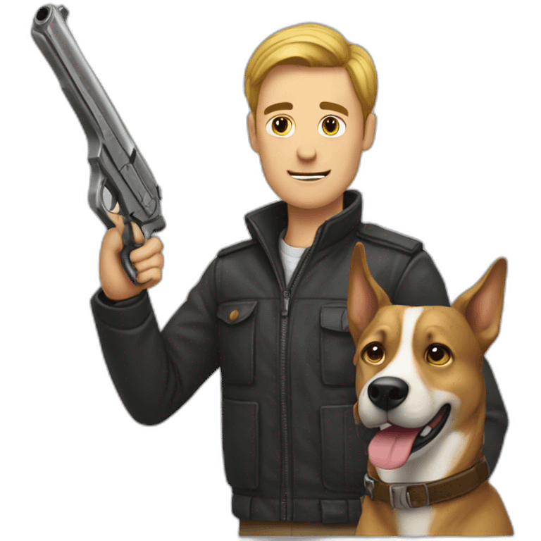 homme avec un chien et un pistolet  emoji