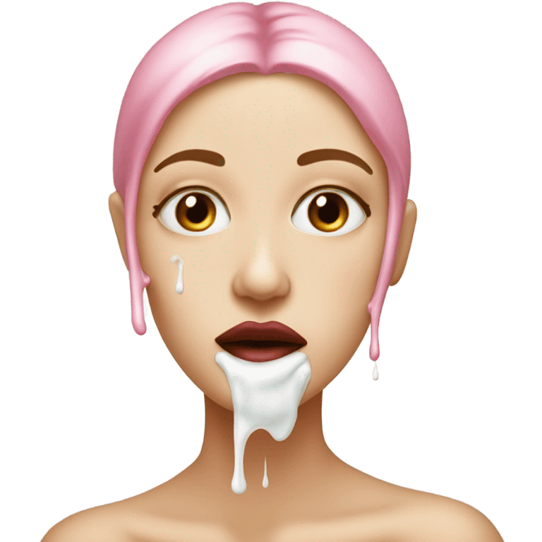 Lipstick Face covered in milk liquid emoji