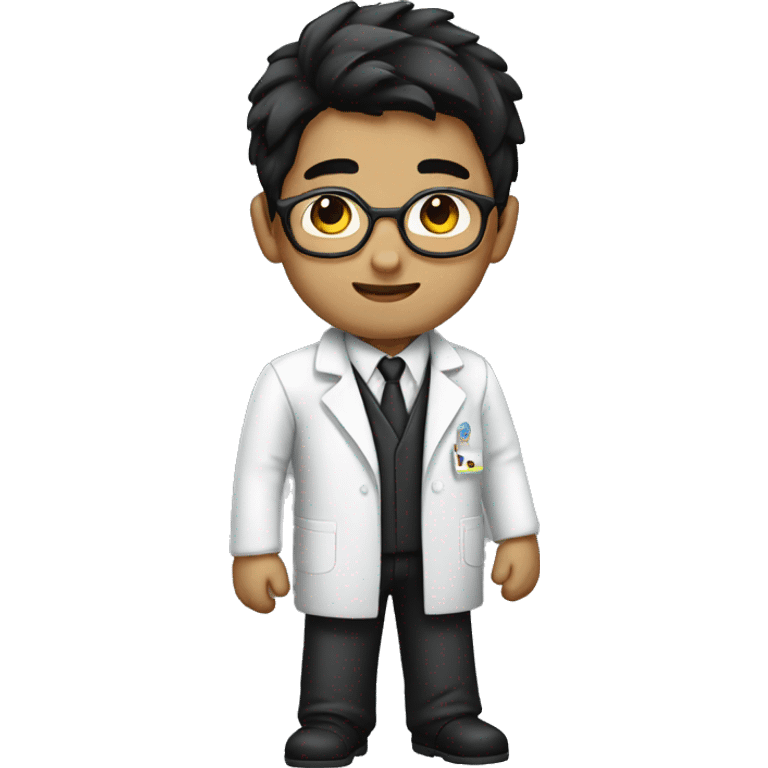 dev boy, glasses, black hair, lab coat emoji