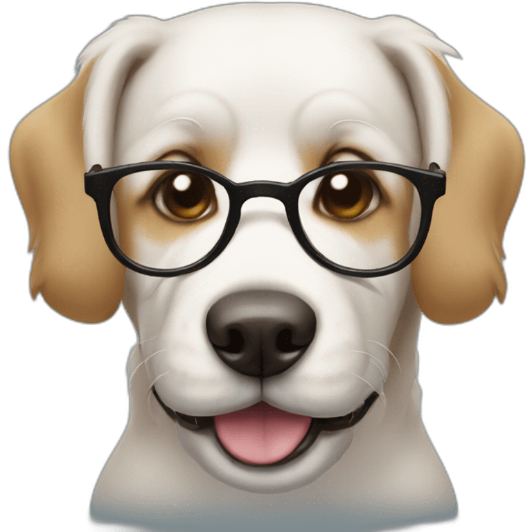 Dog smiling with glasses emoji