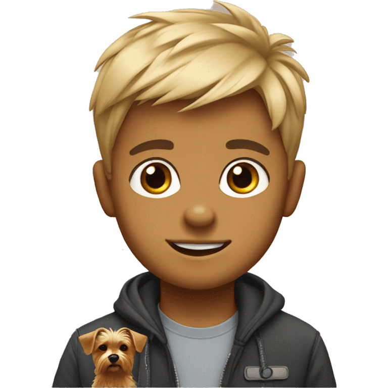 Boy with a dog Yorkshire Terrier emoji