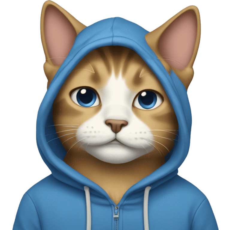 Cat with blue hoodie and crying emoji