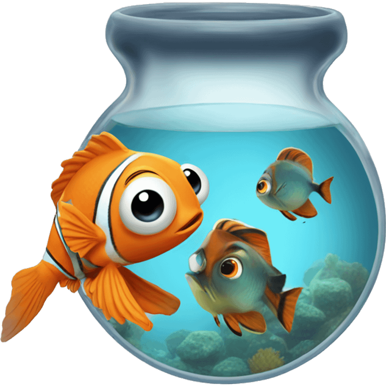 maginifying glass and Fish Nemo emoji