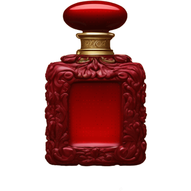 Dark red vintage French style perfume bottle with red asters emoji