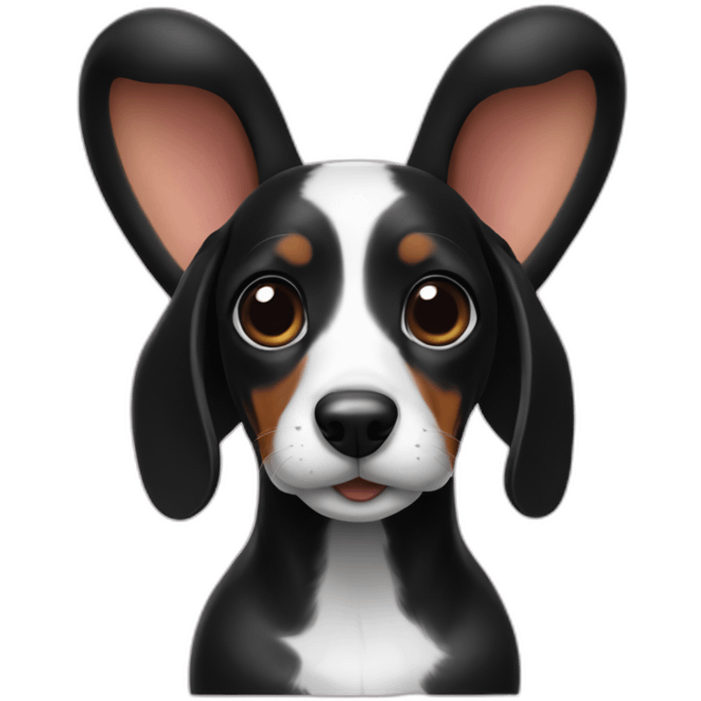 dog dachshund black in the form of a white bunny with ears emoji