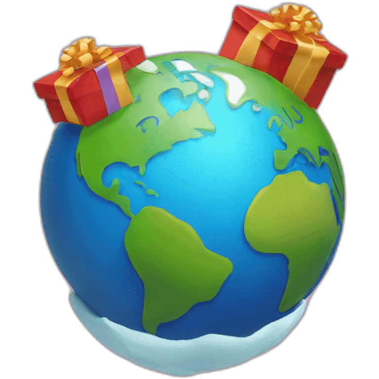 earth with gifts on it emoji