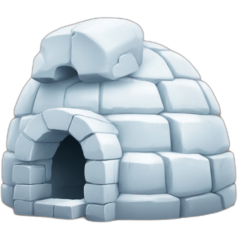 igloo cute face with original brick structure emoji