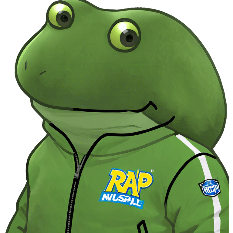 wearing a neon green nascar jacket that says "pump" emoji