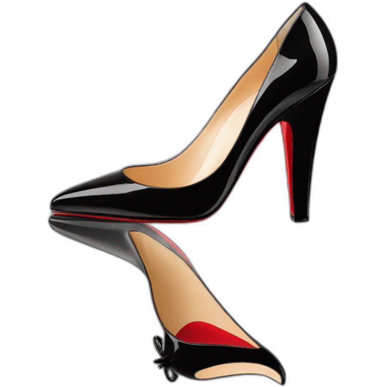 CHRISTIAN LOUBOUTIN UNE PLUME BLK PATENT WEDGE heel emoji