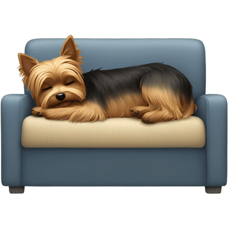 Yorkie sleeping on a couch emoji