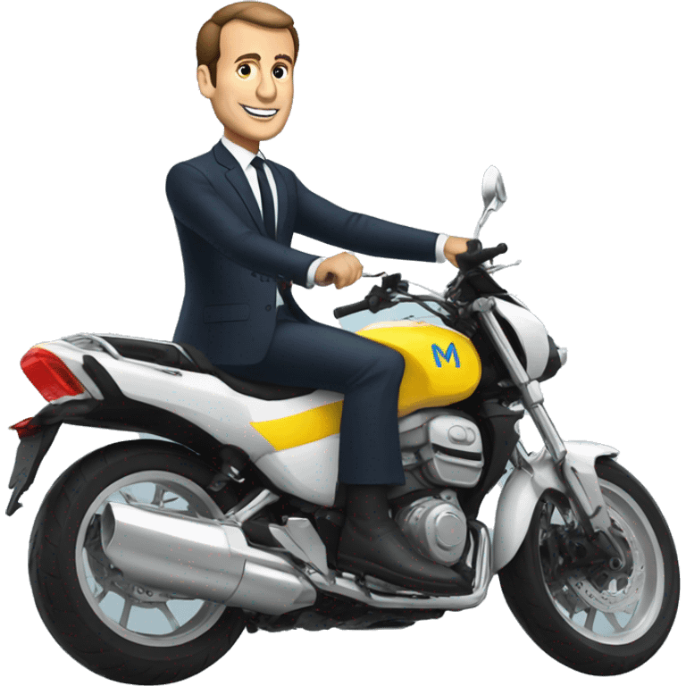 Macron sur une moto emoji