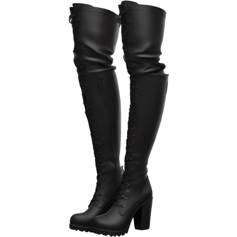 knee high chunky black boots emoji