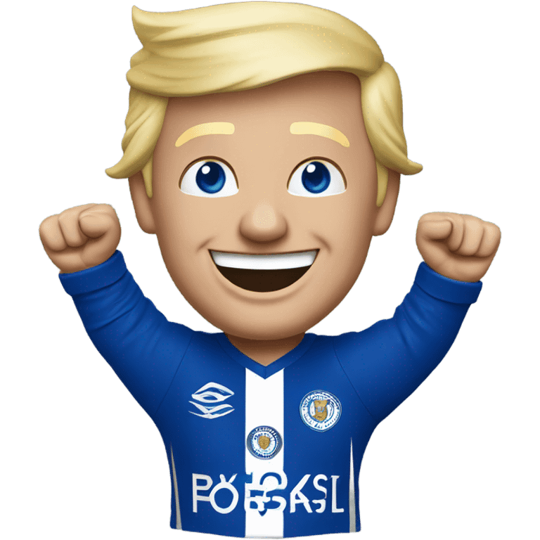 Donald Trump cheering Leicester football club wearing kit victory  emoji