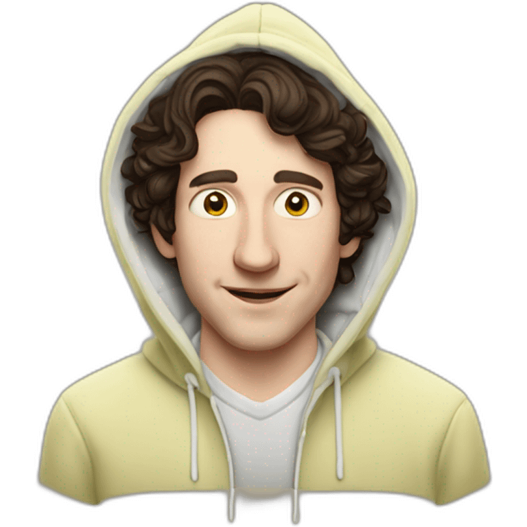 josh brener from silicon valley in hoodie hoplding Piña colada emoji