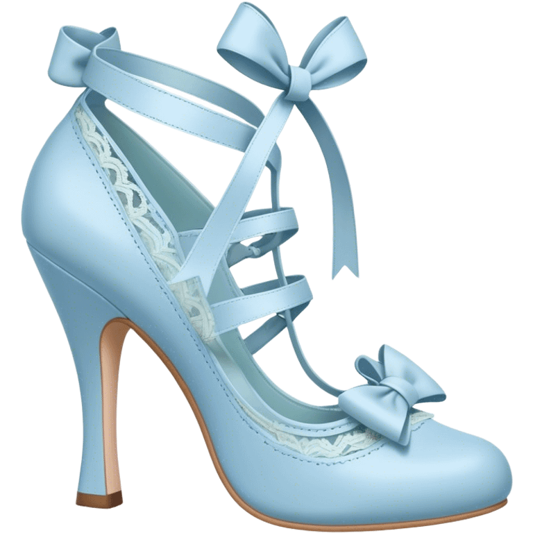 pastel blue heel with bow lace up emoji