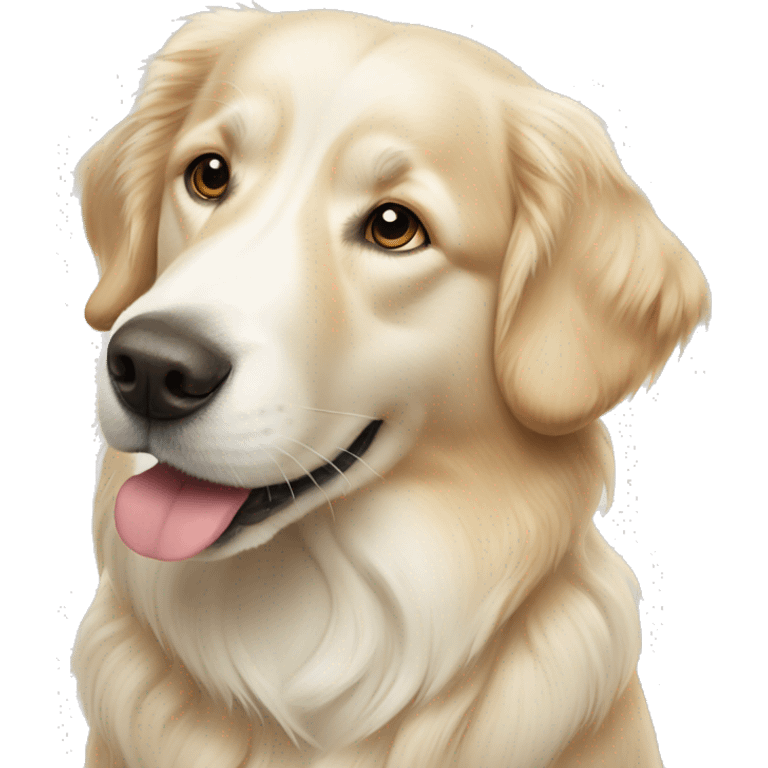 Golden retriever dog with white husky dog emoji