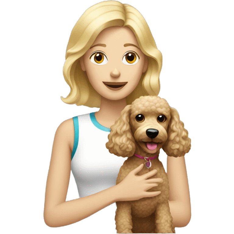 blonde woman with poodle dog  emoji