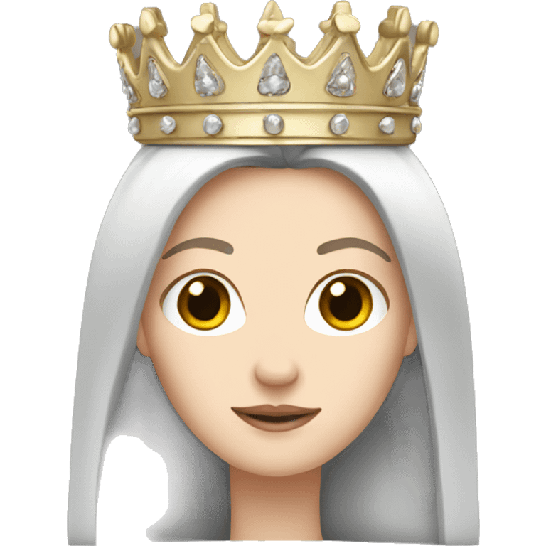 White girl with dark straight hair wearing a crown  emoji