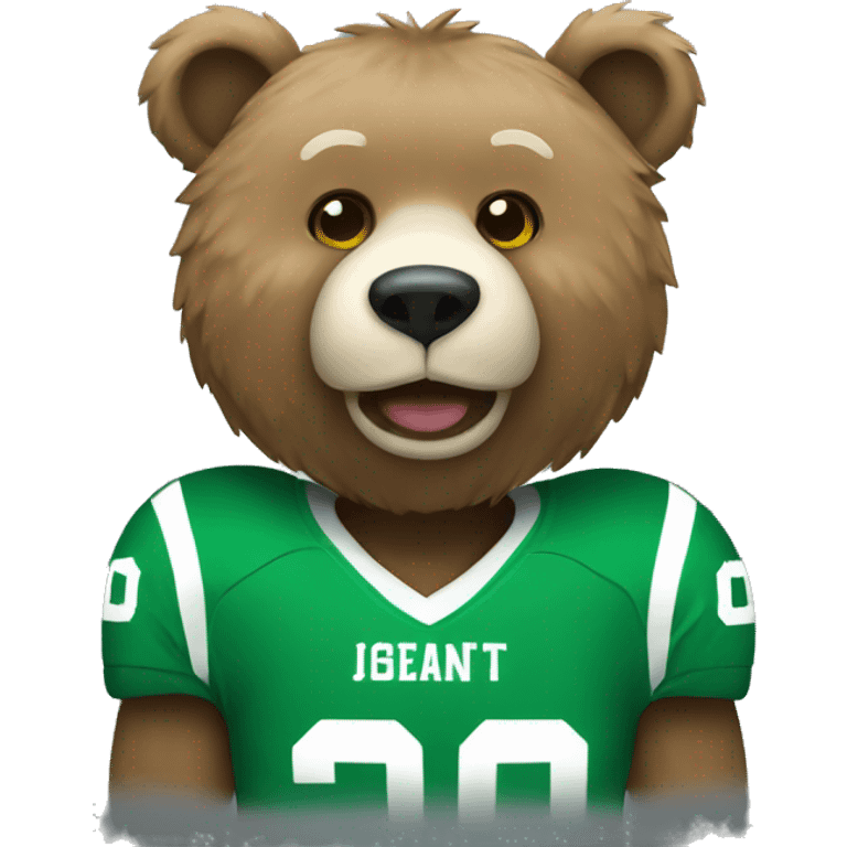 Bear using a green and white football jersey emoji