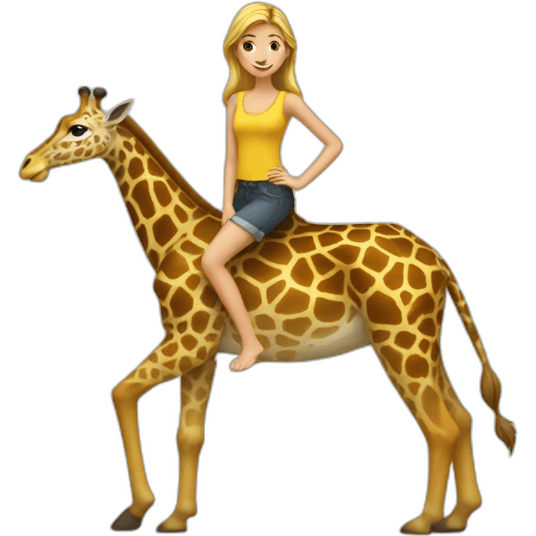 Une fille sur une girafe emoji