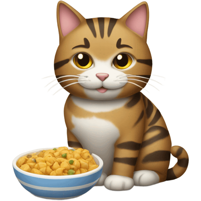 Tabby cat painting food emoji