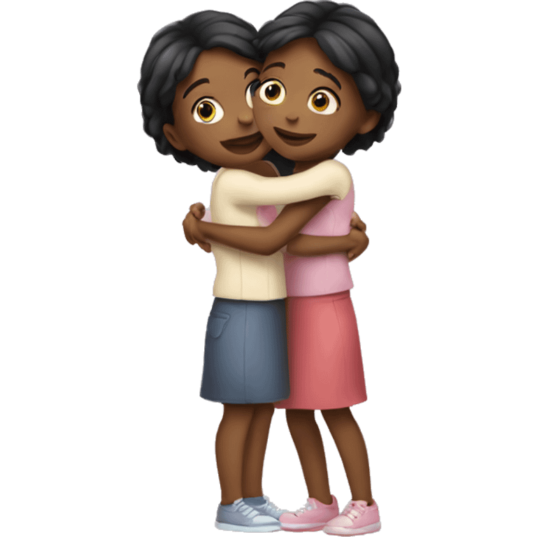 two girls hugging  emoji