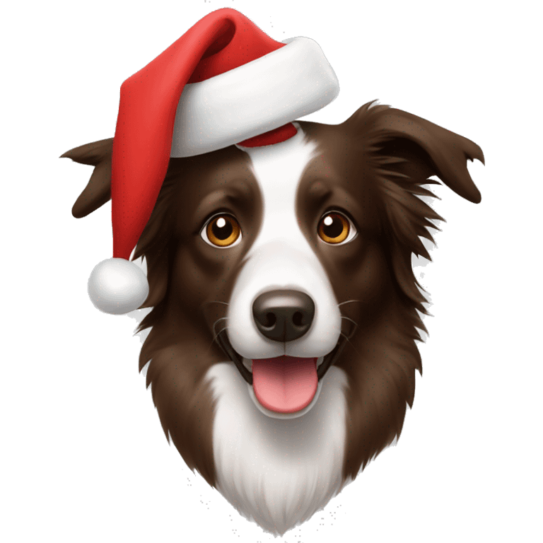 Brown border collie with Santa hat  emoji