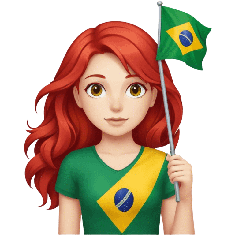 Ragazza con i capelli rossi e bandiera brasiliana  emoji