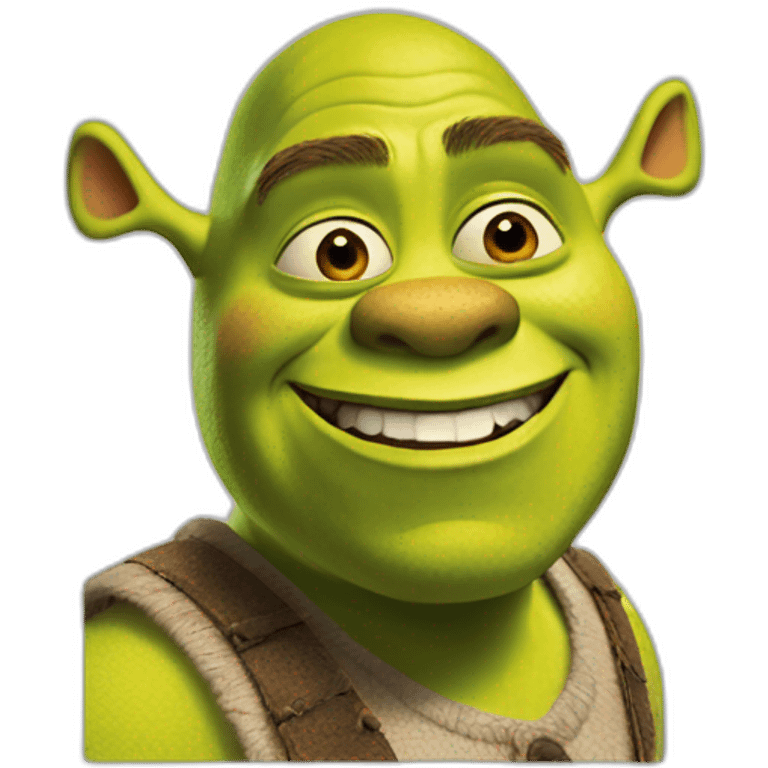 Shrek qui dance du tango avec des yeux normal et des oreille de shrek emoji