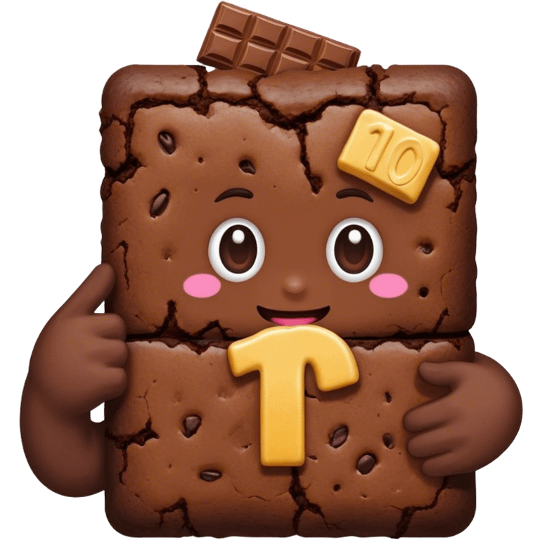 A food brownie holding up the number 10 emoji