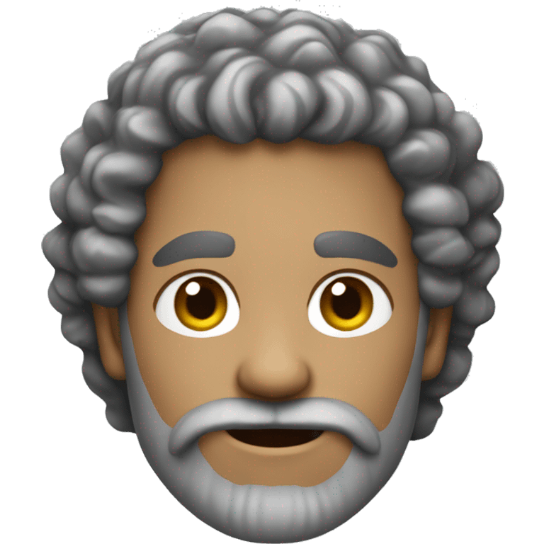 Man with curly salt and pepper hair and beard, with pale tanned skin emoji