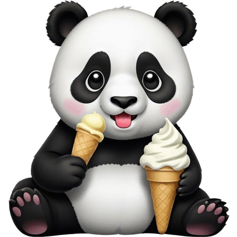 Panda eating ice cream emoji