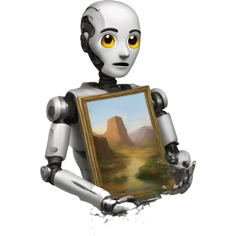 artificial intelligence holding its painting emoji