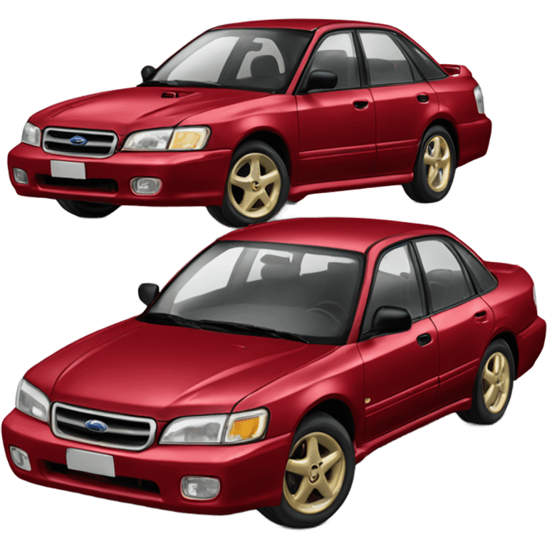 Red 1996 Subaru legacy sedan with gold wheels emoji