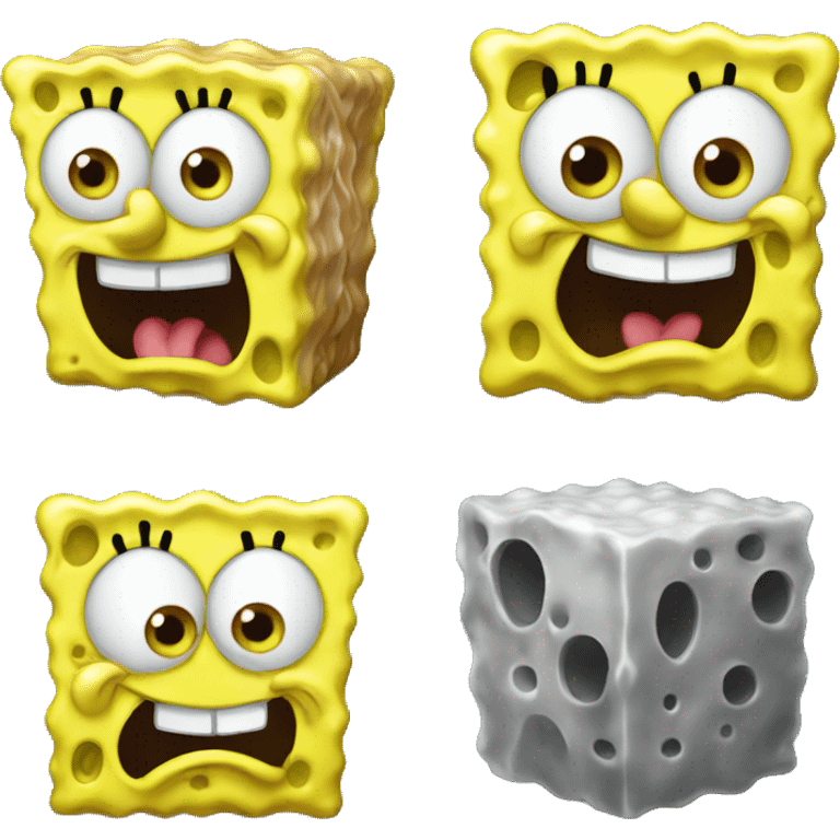 spongebob like an emoji very sharp, apple iOS style,  emoji