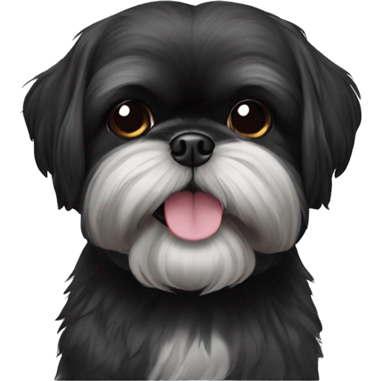 Black shih tzu. With over bite  emoji