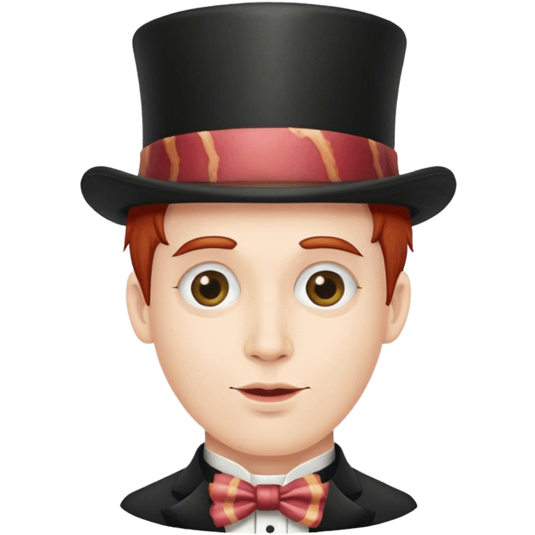 guy with bacon hair and top hat,  skin with fully white emoji