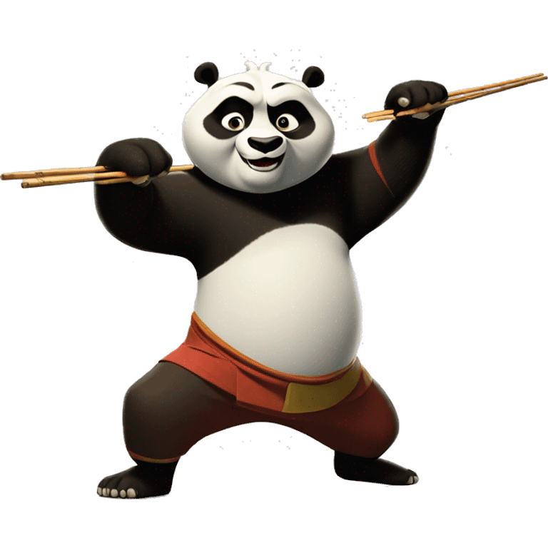 Kung Fu Panda in runing, having a pair of chopsticks in one hand emoji